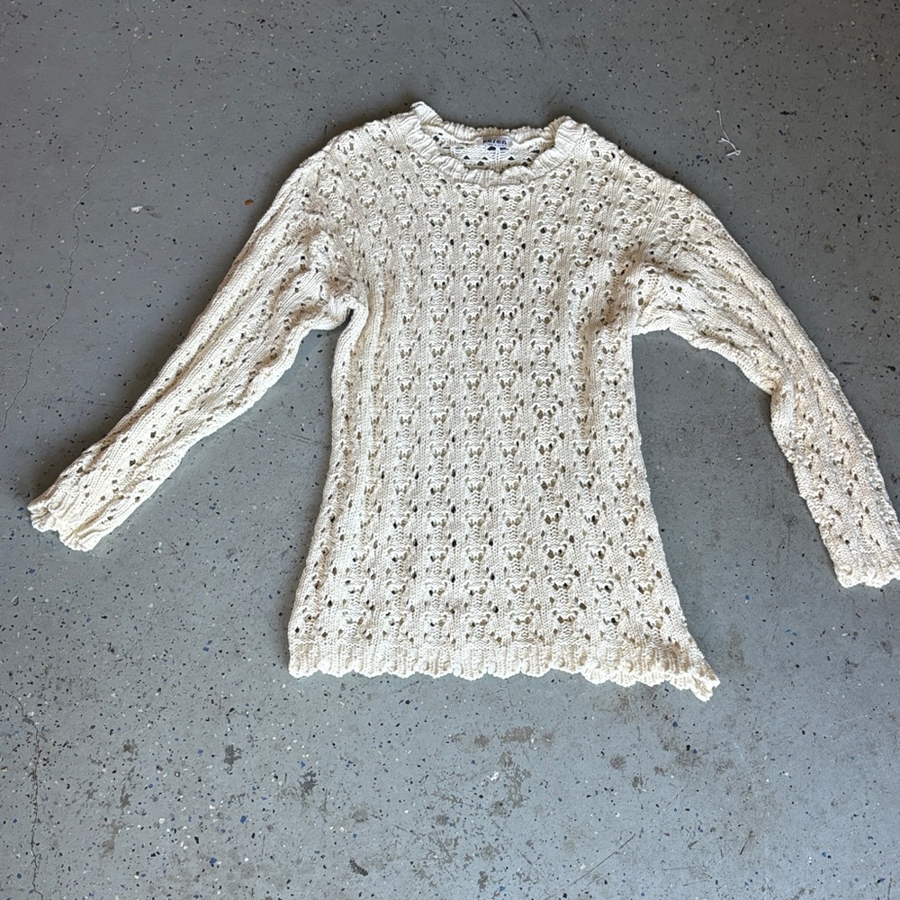 Women’s Cream Open-Knit Long Sleeve Sweater